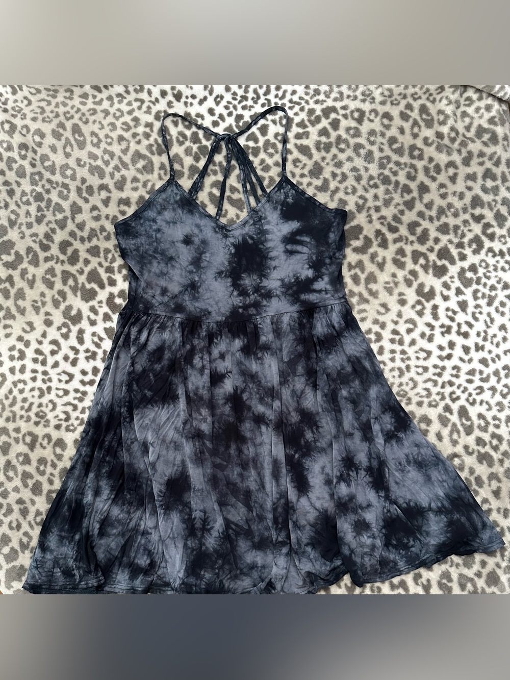American Eagle Soft & Sexy Tie Dye Strappy Sun Dress in Black Blue Size Medium - Picture 5 of 17